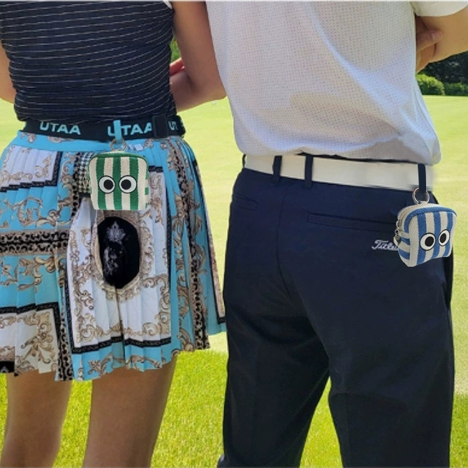 Korean-Style Cute Golf Bag, Summer Striped Big-Eyed Golf Waist Bag, Large-Capacity Golf Bag