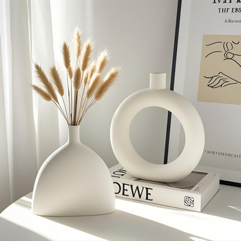 Ins wabi-sabi style ceramic vase decoration living room flower arrangement