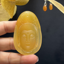 Ruihuang Cui Natural Jade Fine Jewelry Burmese Material Huanglong Jade Guanyin Pendant Sweater Chain Jade Pendant Gift Certificate