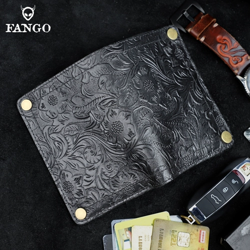 Мужской кожаный бумажник, ретро кошелек, из натуральной кожи, воловья кожа