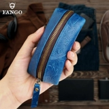 Кожаные ключи от машины ручной работы, маленькая ключница подходит для мужчин и женщин, сумка-органайзер с молнией для ключей, кожаный кошелек, монеты, воловья кожа