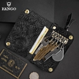 Вместительная и большая ключница, кожаный кошелек, сумка через плечо, картхолдер, замок, из натуральной кожи, воловья кожа