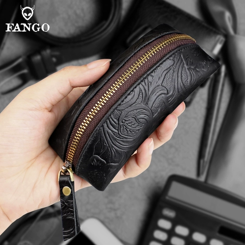 Кожаные ключи от машины ручной работы, маленькая ключница подходит для мужчин и женщин, сумка-органайзер с молнией для ключей, кожаный кошелек, монеты, воловья кожа