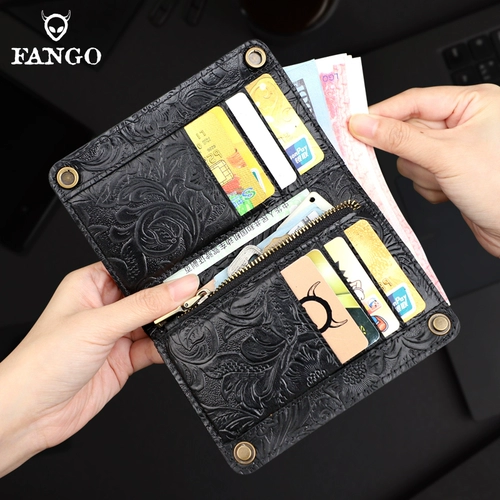 Мужской кожаный бумажник, ретро кошелек, из натуральной кожи, воловья кожа