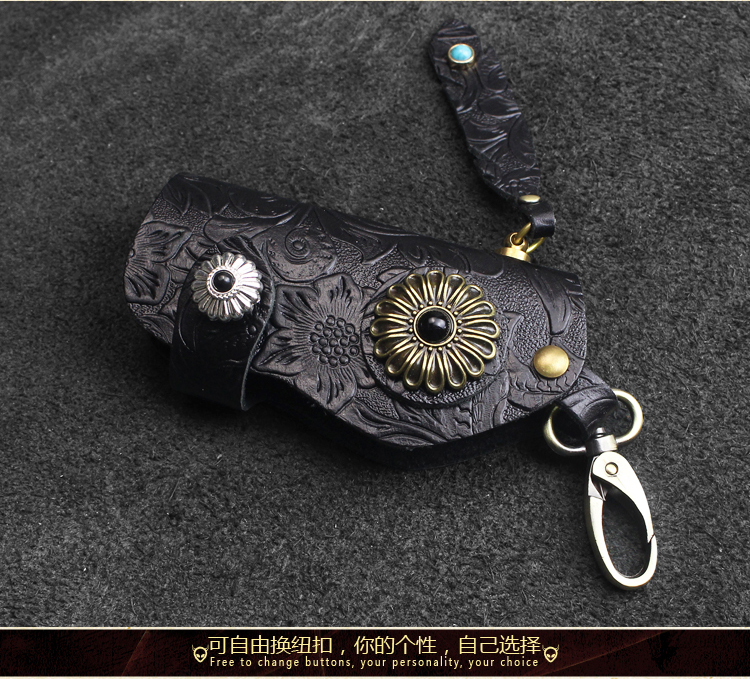 Túi da handmade chìa khóa xe nam và nữ lớp đầu tiên bằng da ví đựng chìa khóa ô tô