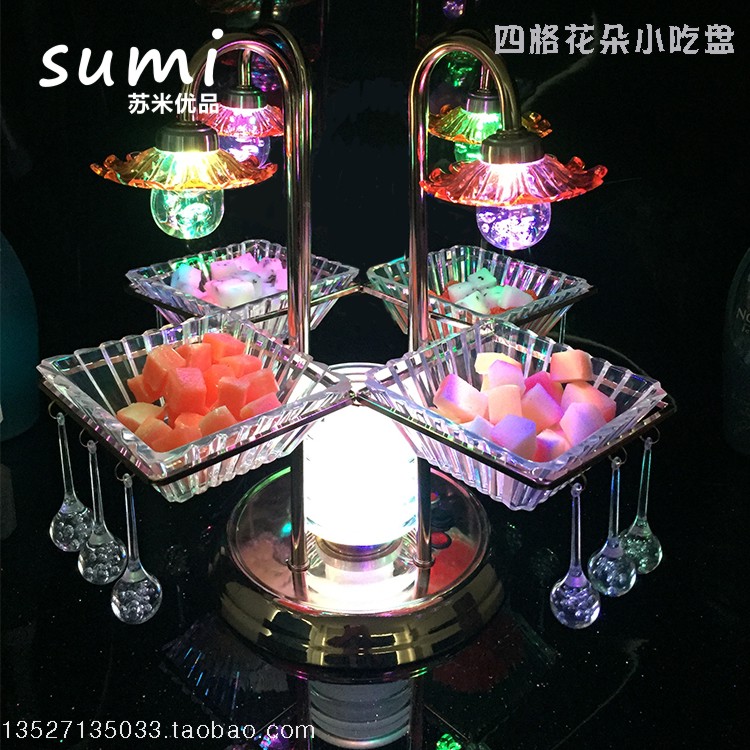 Bar Led Luminous Snack Pan Creative Ktv Fashion Snacks Snack Dish Charging Crystal Fruit Tray Custom LOGO