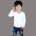 Phương thức dài tay trống T-shirt truyền nhiệt thăng hoa rắn màu quần áo trẻ em dài tay in ảnh DIY quần áo cha mẹ-trẻ em - Áo thun Áo thun