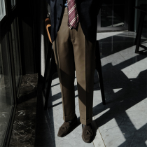 Spring and Summer full wool Golden camel high waist trousers mens double pleated Italian Napoli