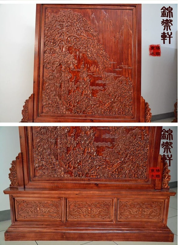 Dongyang woodcarving chào đón gỗ thông màn hình sàn gỗ hương long não gỗ Trung Quốc màn hình di động phòng khách phòng ngủ hiên phân vùng - Màn hình / Cửa sổ khung bảo vệ cửa sổ