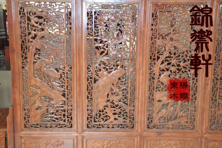 Khuyến mãi Dongyang khắc gỗ màn hình hai mặt gỗ rắn cổ hoa và phân vùng màn hình chim long não gỗ Trung Quốc hiên - Màn hình / Cửa sổ tấm bình phong bằng vải