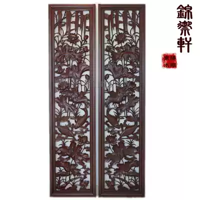 Dongyang wood carving TV background partition Chinese antique living room film and television wall decoration solid wood hollow partition entrance