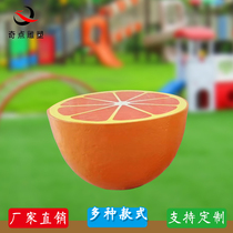 Orange orange fruit seat glass steel sculpture casual chair decorated with fruit and vegetable rest seat