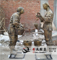 FRP imitation copper folk culture sketch Commercial Street outdoor street traditional ornaments selling dishes theme sculpture