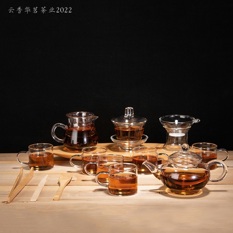 Transparent glass tea set Gongfu tea black tea tea tea maker high strength heat resistant teapot lid bowl tea cup tea sea