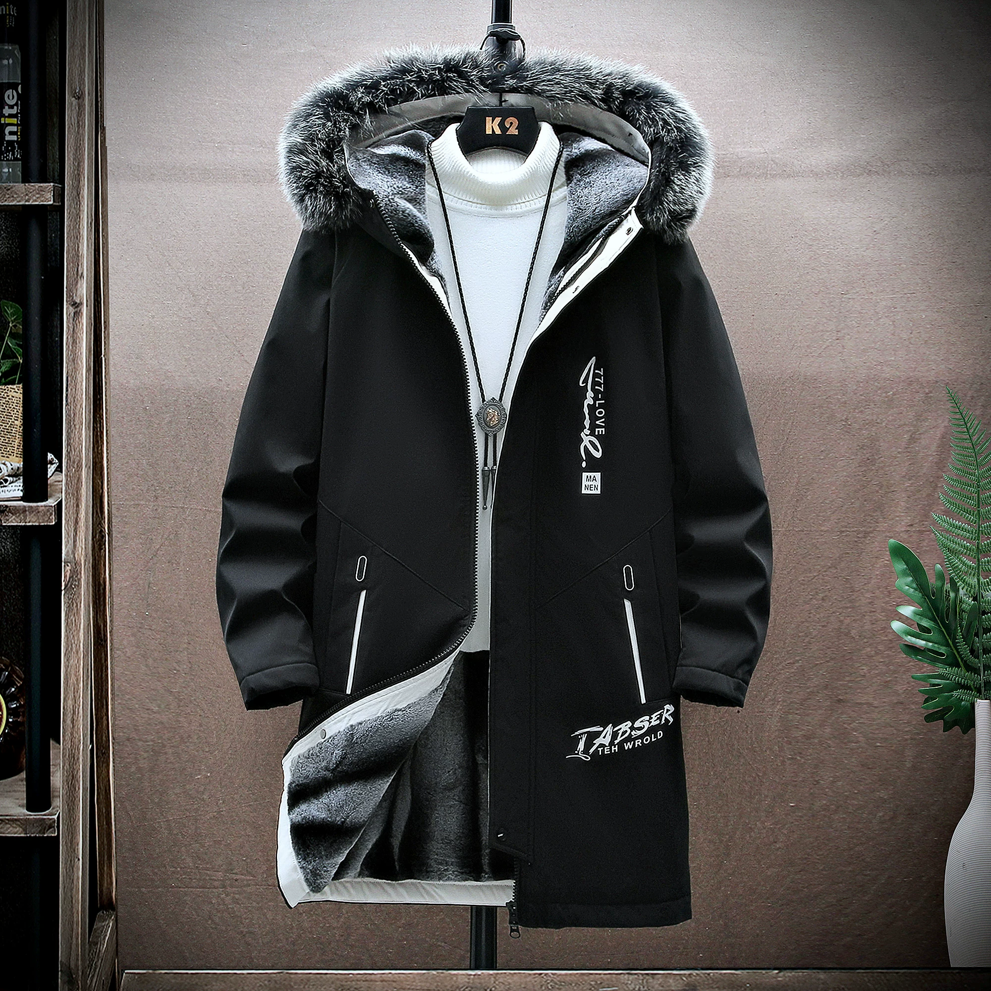 Warm men's down jacket