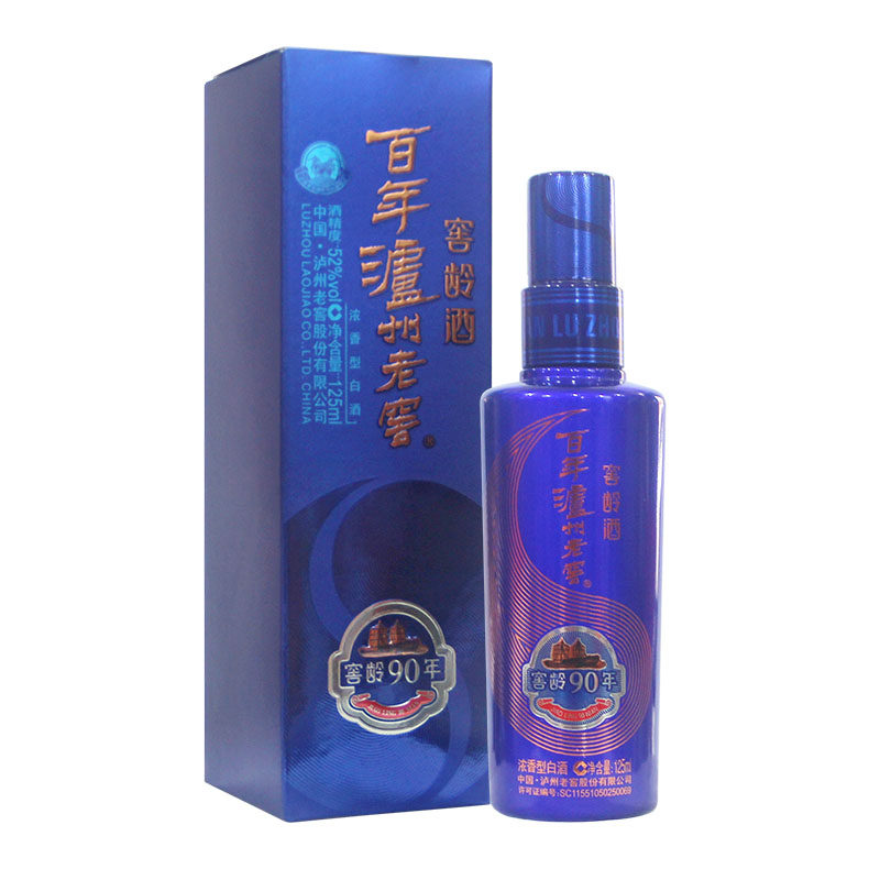 (2017-18 Old Wine) 52-degree 100-year-old Luzhou Laojiao Cellar Age 90 Small Wine Edition Luzhou-flavor 125ml