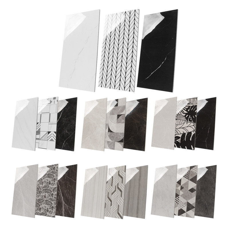 Baidu Marbled all porcelain kitchen bathroom full throw glaze tile bright wall tile kitchen powder room wall tile 400 800