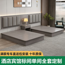 Hotel furniture standard room full set of customized B&B apartment bed box single room double bed soft bedside hotel special bed