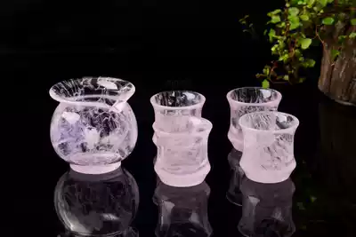 Natural pink crystal cup set