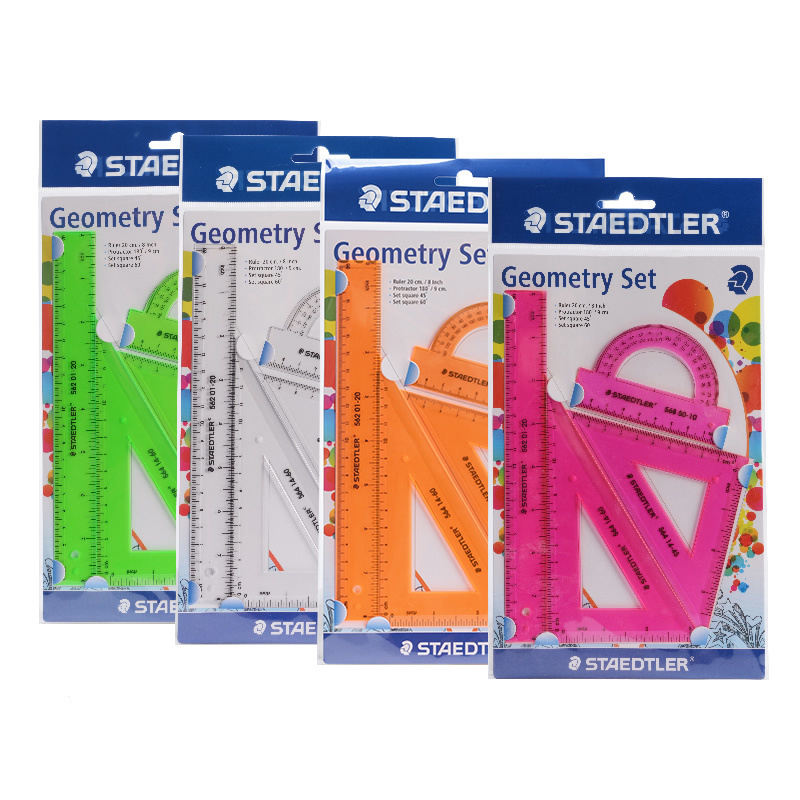 STAEDTLER STAEDTLER set ruler 4 pieces inch ruler 20cm Triangle protractor for primary and secondary school students 569