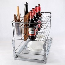 Weixian seasoning pull basket drawer type 304 stainless steel seasoning basket oil bottle holder damping buffer multifunctional chopstick holder