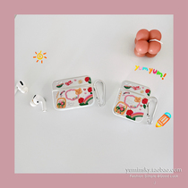 Graffiti Flowers Small Bears Apply AirPodsPro3 Generations Protective Sleeves Apple Headphones 2 Generations Cartoon Mirror Soft-shell Tide
