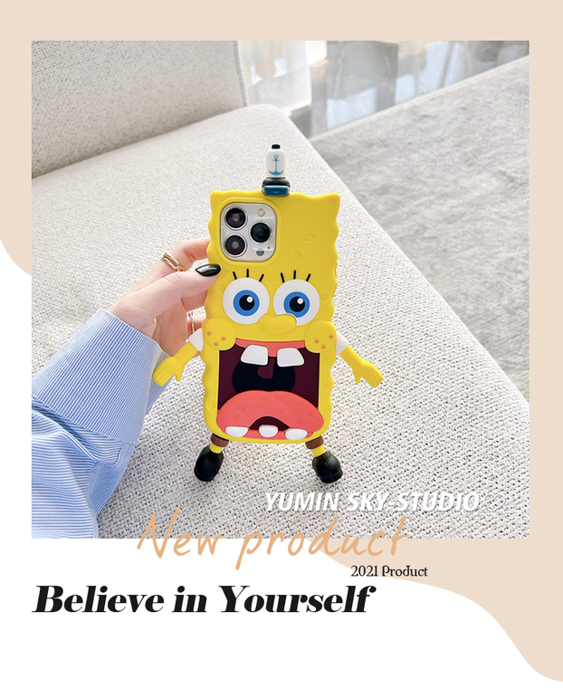 Children's Kids Girls Funny SpongeBob SquarePants 3D Silicone TPU 14, 13, 12 iPhone Case
