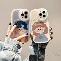 Couple cartoon male girls apply iPhone12 Apple 13promax mobile phone shell 11 cute xs xr anti-fall 8