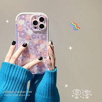 Early spring purple oil painting flowers apply iPhone12 11promax Apple 13 mobile phone shell xs silicone xr female 8