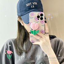 Fresh Purple Tulips Apply iPhone13promax Apple 12 Phone Shell 11 Female xsxr bracket 8