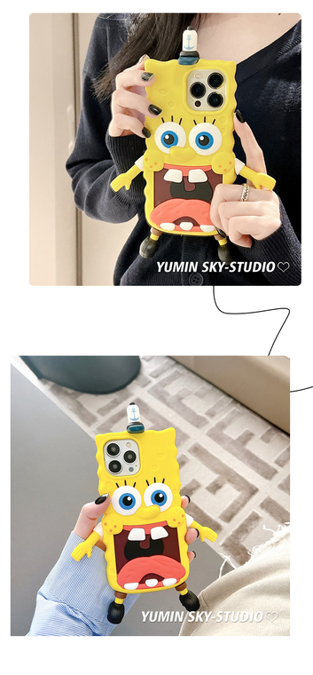 Children's Kids Girls Funny SpongeBob SquarePants 3D Silicone TPU 14, 13, 12 iPhone Case