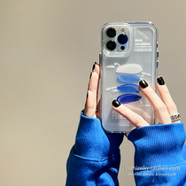 ins blue and white oil painting apply iPhone13promax apple 12 phone shell 11 transparent x xr anti-fall 8