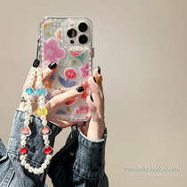 Korean Wind Oil Painting Flowers Apply iPhone13promax Apple 12 Phone Shell 11 Bracelet Xs Transparent Xr Woman 8p