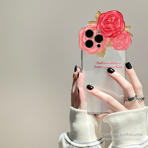 Solid red rose to apply iPhone13promax apple 12 phone shell 11 transparent xsxr anti-fall 8