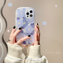 Fresh blue flowers apply iPhone12promax Apple 13 phone shell 11 transparent xsxr female 8 anti-fall