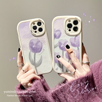 Spring oil painting Tulip applies iPhone13promax Apple 12 11 phone shell xs purple xr anti-fall 8