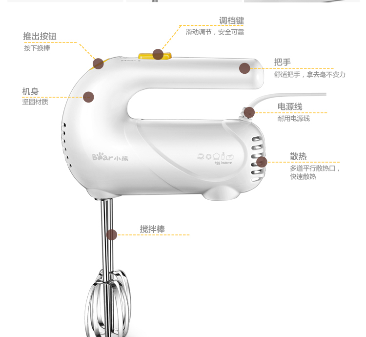Máy đánh trứng cầm tay / gấu DDQ-A01G1 máy đánh trứng điện tự động máy đánh trứng tự động máy trộn trứng mini máy đánh trứng tiếng anh