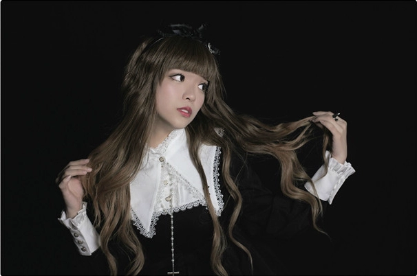 Điểm không bài thơ đứng cổ áo dài tay áo đen ista mori dongsensen Nhật Bản lolita - Sản phẩm HOT