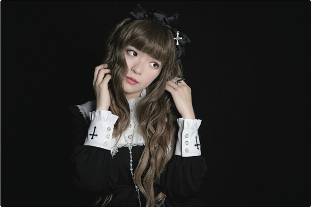 Điểm không bài thơ đứng cổ áo dài tay áo đen ista mori dongsensen Nhật Bản lolita - Sản phẩm HOT váy thiết kế đẹp