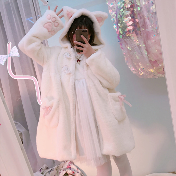 Fur Sen nữ muốn đi đến bãi biển, bạn gái, chị gái mềm mại, mèo dễ thương, mùa thu và mùa đông, áo khoác dày và nhung, cùng một người anh em áo lông cừu thật