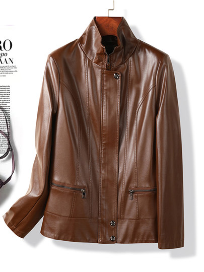 2025 Lapel Haining Genuine Leather Jacket Women Korean Style Large Size Loose Long Sleeve Sheepskin Leather Jacket New Style