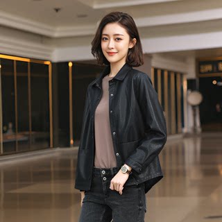 2025 Spring and Autumn New Sheepskin Jacket for Women, Short Korean Style, Elegant Haining Genuine Leather Jacket, Loose Casual Coat