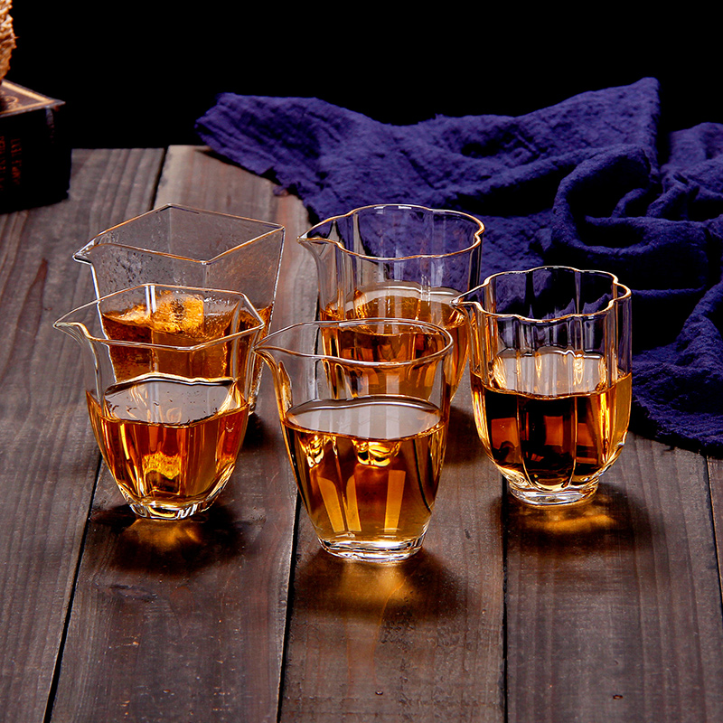 Japan-style Glass Hexagon Justice Cup Transparent Public Cup Tea Leak Suit Utilita Tea With High-end Tea Sea Large Number of Tea Er