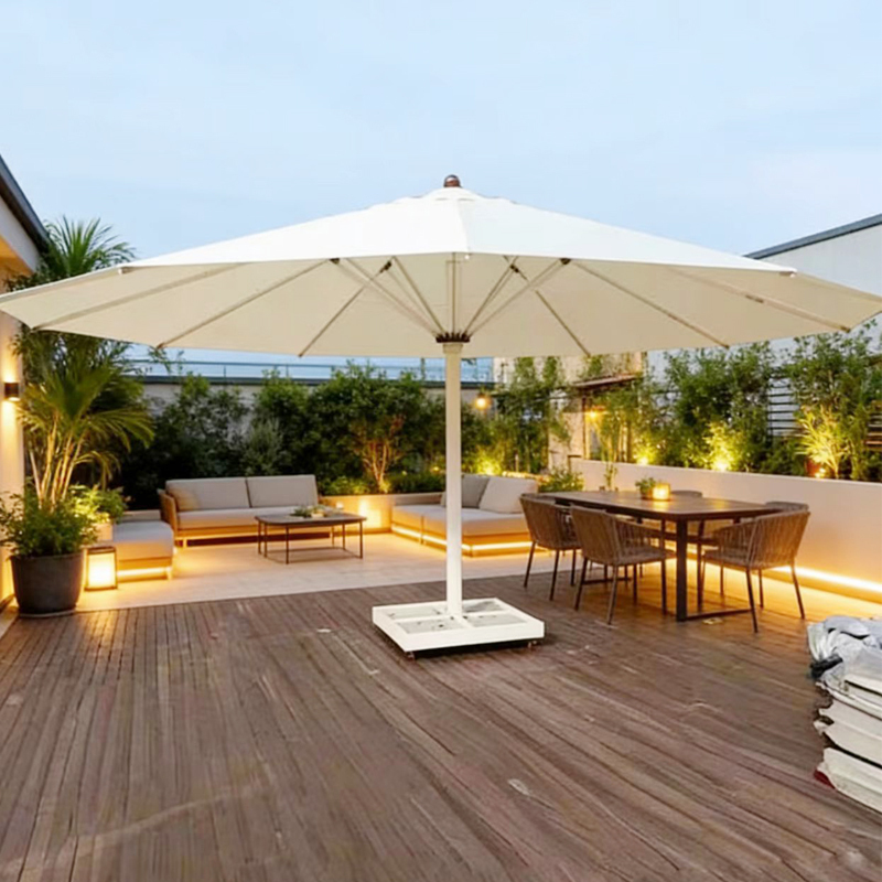Outdoor Large Sunshade Umbrella for Beach Parks and Cafes 7m Extra-Large Central Pole Emperor-Style Landscape Wind-Resistant Starlight Umbrella with Lights