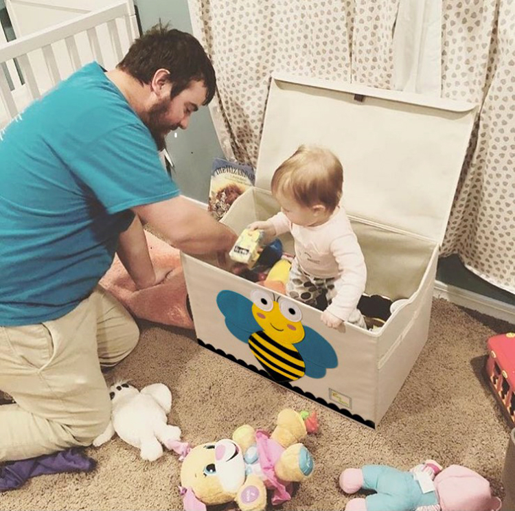 Children's cartoon toy storage box fabric clothing finishing box large box with lid storage box - Taobao