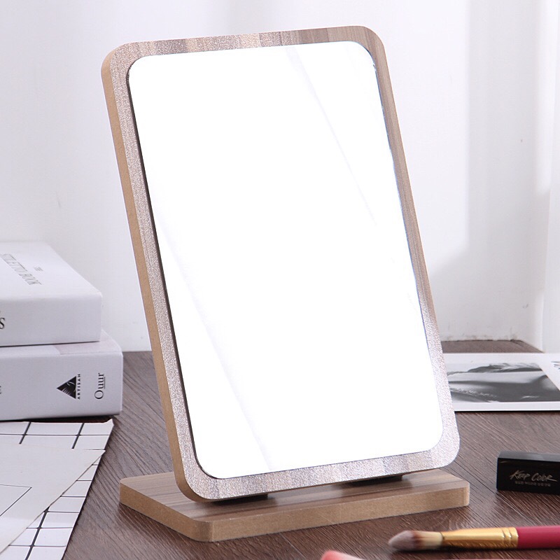Gương trang điểm bàn gấp hình chữ nhật lớn nhà công chúa gương sinh viên vanity gương hiện đại tối giản gương gỗ - Gương gương nhà tắm thông minh