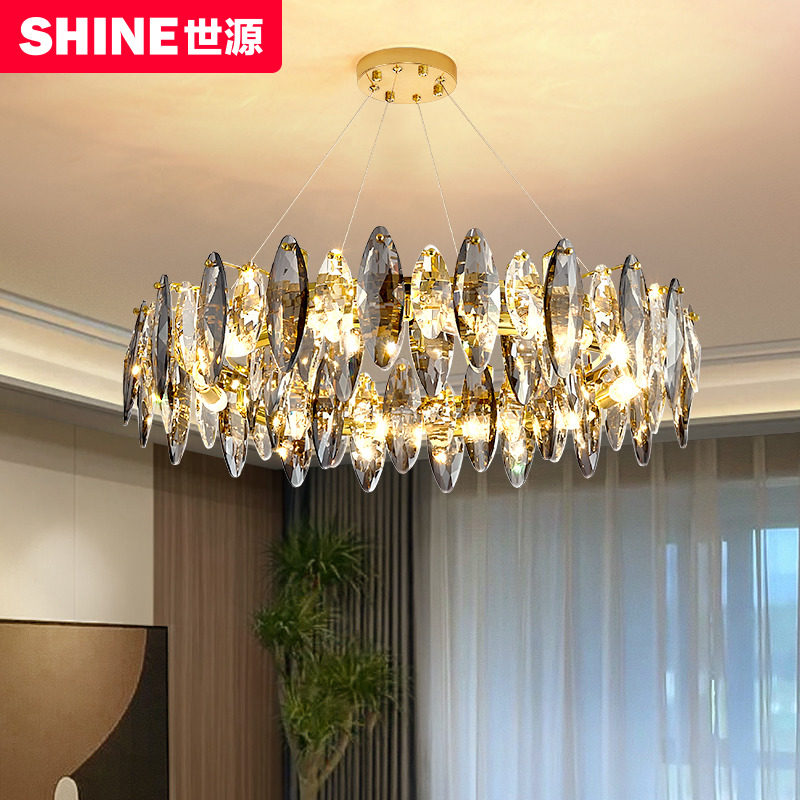 Post-modern light luxury crystal chandelier European style fashion living room lamp modern atmospheric dining room lamps red new lamps