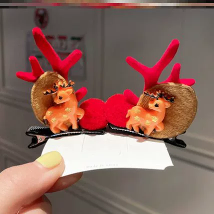 2024 Новая рождественская шпилька ювелирные изделия для оленя рог рог -боковой клип.