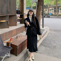 tina autumn and winter double-sided nigy jacket two wear waistband black cashmere coat women 2020 New