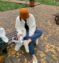 tinafairy foot casual pants women autumn and winter loose straight tube outside wear plus velvet padded knitted net red grandma pants